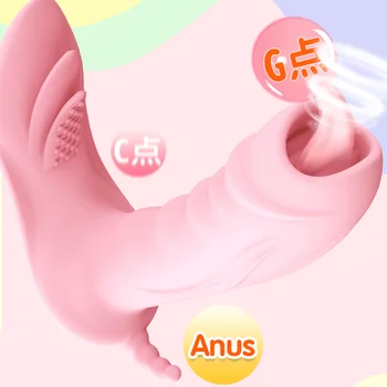 Oral Seks Dil Yalama Vibratör G Noktası Giyilebilir Kelebek Yapay Penis Vibratör Klitoris Stimülatörü Seks Oyuncakları Kadınlar için