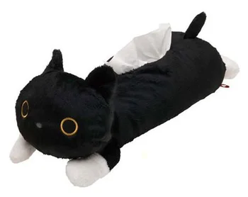 Yeni Sevimli Kutuita Nyanko Siyah Kedi Doku Kutusu Peçete Tutucu Kapak Peluş Doldurulmuş Hayvanlar Çocuk Oyuncakları Bebek Çocuk Hediyeler için