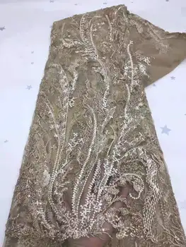 5 metre Zarif Elbise tasarım kumaş boncuk nakış Afrika dantel Fransız örgü kumaş elbise için parti elbise kumaş