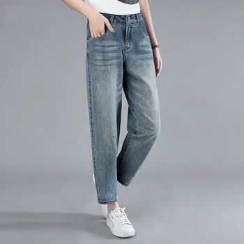 Streetwear Yüksek Bel kadın Moda Kot Kadın Kızlar Kadınlar Geniş Bacak Pantolon Pantolon Kadın Jean Femme Denim Bagge Anne Kot