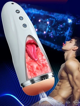 Erkek Masturbator 2İN 1 Gerçek Vajinal Oral Seks Çift Kanal Titreşimli Otomatik mastürbasyon kupası Cep Pussy Seks Oyuncakları erkekler için