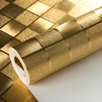 Altın Gümüş Renk Yansıtıcı Duvar Kağıdı KTV Bar Gece Kulübü Otel Mozaik Arka Plan Duvar Kağıdı Ekose PVC Altın Folyo