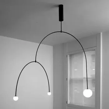 Post-modern altın / siyah kaplama Ferforje boru kolye ışık E27 LED buzlu cam gölge asılı oturma odası için