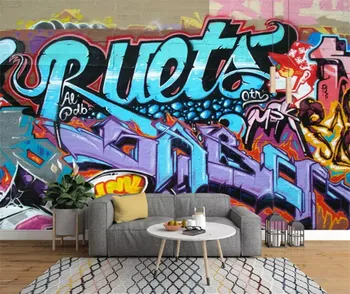 Özel duvar tablosu Retro Sanat Moda Graffiti Alfabe Tuğla Duvar Duvar Kağıdı Ev Dekor Oturma Odası İçin Fotoğraf duvar kağıdı Duvar