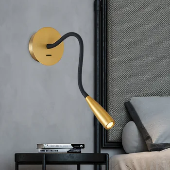 LED Okuma Lambası Duvar Lambaları 360° Rotasyon Geri Çekilebilir Spot Duvar Aplik Yatak Odası Başucu Çalışma Odası için