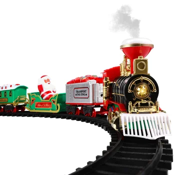 Tren Noel Settree Elektrikli Oyuncak Çocuk Oyuncakları Trenler Setleri Etrafında Çocuk Modelvillage Hediye Demiryolu Mini Buharlı Lokomotif