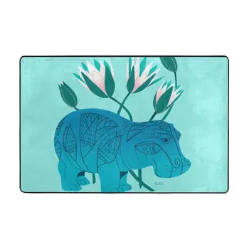 Fayans Hippo Çiçek Eserler Paspas Halı Paspas Halı Polyester kaymaz Zemin Dekor Banyo Banyo Mutfak Yatak Odası 60x90