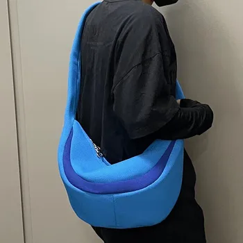 moda renk blok niş tasarım naylon omuz çantası kadınlar için rahat benzersiz yenilik crossbody çanta
