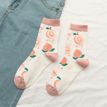 Kawaii Komik Meyve Kadın Çorap Harajuku Renkli Sevimli Ekip Çorap Kadın Pamuk İnstagram Öğrenci Meyve Pamuk Çorap