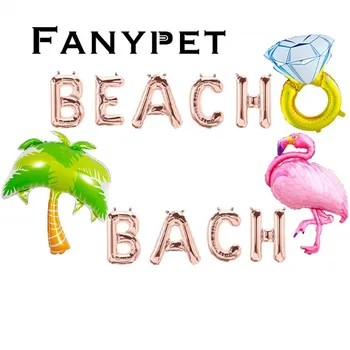 Plaj Bach Balonlar, plaj Bekarlığa Veda Hawaii Luau Flamingo Yüzük Palmiye Ağacı Tropikal Yaz Parti Afiş