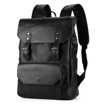 Vintage Sırt çantaları Erkek/Okul/Bilgisayar/Laptop/Mochila Adam Sırt Çantaları 2020 Yüksek Kapasiteli PU Deri Sırt çantası Kadın Hasp Seyahat