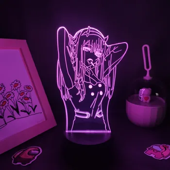 Manga Sevgilim Franxx İçinde Anime Figürü Sıfır İki 02 3D LED Lamba RGB Gece Işıkları Sevimli Hediye Yatak Odası Başucu Masa Renkli Dekor