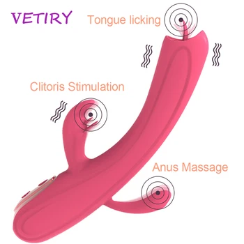 3 İN 1 Dil Vibratör El Yapay Penis Vibratör Tavşan Klitoris Vajina Anal Stimülatörü Seks Oyuncakları Kadınlar için Kadın Mastürbasyon