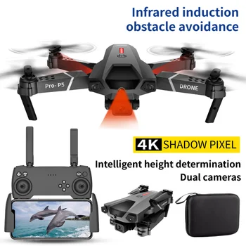 2021 Yeni P5 Profesyonel Drone 4K HD Çift Kamera Hava Fotoğrafçılığı İle Kızılötesi Engellerden Kaçınma Takipçileri Quadcopter Oyuncaklar