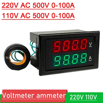 AC voltmetre ampermetre dijital ekran AC 110V 220V GÜÇ monitörü AC 0-500V 100A gerilim akım ÖLÇER W trafo CT