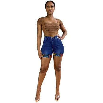 Moda Orta Bel Kot Şort 2022 Kadınlar Yeni Moda Kelebek Baskılı Denim Dans Sıska kısa pantolon Sokak Inside Out Kot
