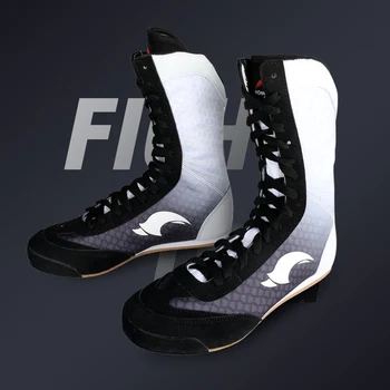Profesyonel Boks güreş ayakkabısı Kauçuk Taban Nefes Savaş Sneakers Dantel-up Eğitim Mücadele Çizme Boyutu 35-46