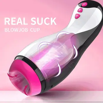 Erkekler için otomatik emme ısıtmalı vajinal seks oyuncakları fincan titreşim interaktif telaffuz Bowling uçak fincan