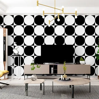 Siyah ve Beyaz Duvar Kağıdı Modern Minimalist İskandinav Tarzı Geometrik Oturma Odası Yatak Odası Restoran TV Arka Plan Duvar Kağıdı