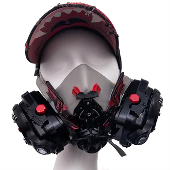 Lolita Gotik Punk HD Maskeleri Teknoloji Bluetooth Kulaklık Anime Testere Adam Asa Mitaka Cosplay Kostüm Siyah Elbise Peruk 
