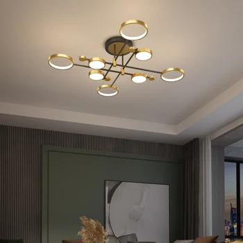 Modern tavan avize altın lambaları oturma odası çerçeve alüminyum Salon mutfak aydınlatma Led tavan ışık 3 renk dim