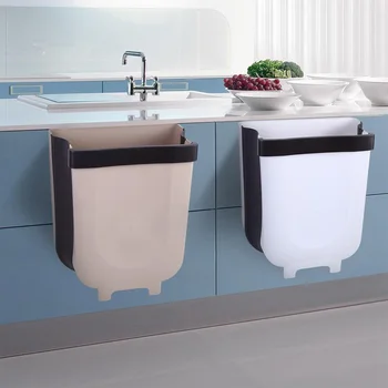Katlanabilir Asılı çöp kutusu Mutfak Dolabı Kapı Depolama Çöp Duvara Monte Çöp Kutusu Atık Depolama Tuvalet Banyo Aksesuarları