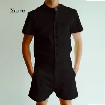2021 Yaz erkek Yeni Moda Düğmeli Gömlek Tulum Şort Takım Rahat Kısa Kollu Gömlek Tulum