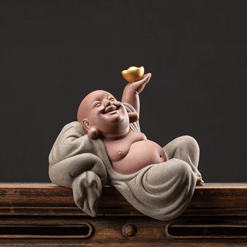 Zen Mor Şanslı Kum Maitreya Buda Süsler Oturma Odası Ev TV Dolabı Dekoratif El Sanatları Süslemeleri Ev için