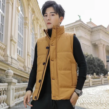 Yeni Sonbahar Kış Erkek Gençler Çok Yönlü Yelek Erkek Ceket Kore Trend Konsol Kolsuz Kalınlaşmış pamuklu ceket Yelek