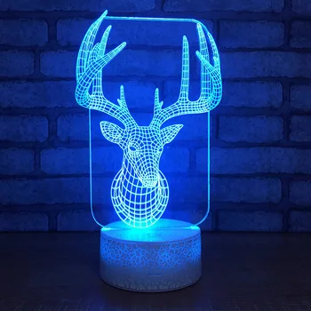 Renkli Elk Patlama Alt 3d masa lambası Led Geyik Kafası Gece Lambası Usb Yaratıcı sevgililer Günü Hediyesi masa lambaları