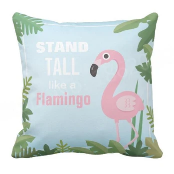 Sevimli Yeşil Tropikal Standı Uzun Boylu Gibi Flamingo Atmak Yastık Kılıfı Dekoratif Pembe Flamingo minder örtüsü Yumuşak Kanepe Araba Dekor 18