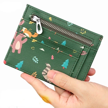 Küçük kart çantası kadın ultra ince çok yuvalı kart çantası erkek sıfır cüzdan ehliyet Alma kollu Karikatür kart tutucu