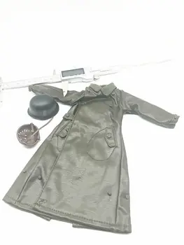 1/6 Ölçekli İKINCI dünya savaşı Deri Askeri Polis Ceket ile Metal M35 Çift Amblem Kask