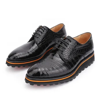 Timsah Derisi erkek deri ayakkabı Yeni Moda rahat ayakkabılar Günlük Eğlence Çok Yönlü High-end El Dikili Hakiki Deri erkek ayakkabısı