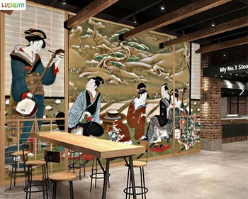 Papel de paredel japon boyama panorama Japon tarzı ukiyo-e duvar kültürü restoran duvar kağıdı ev dekorasyon